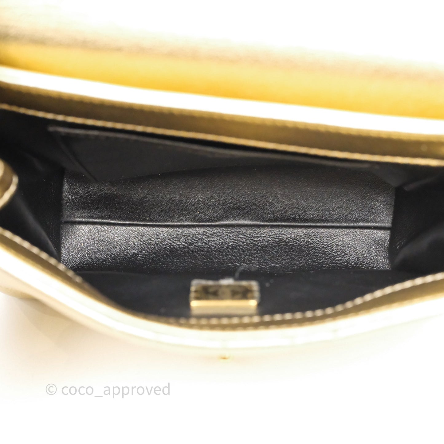 Chanel Mini Crystal Logo Handle Flap Bag Metallic Gold Lambskin 22S