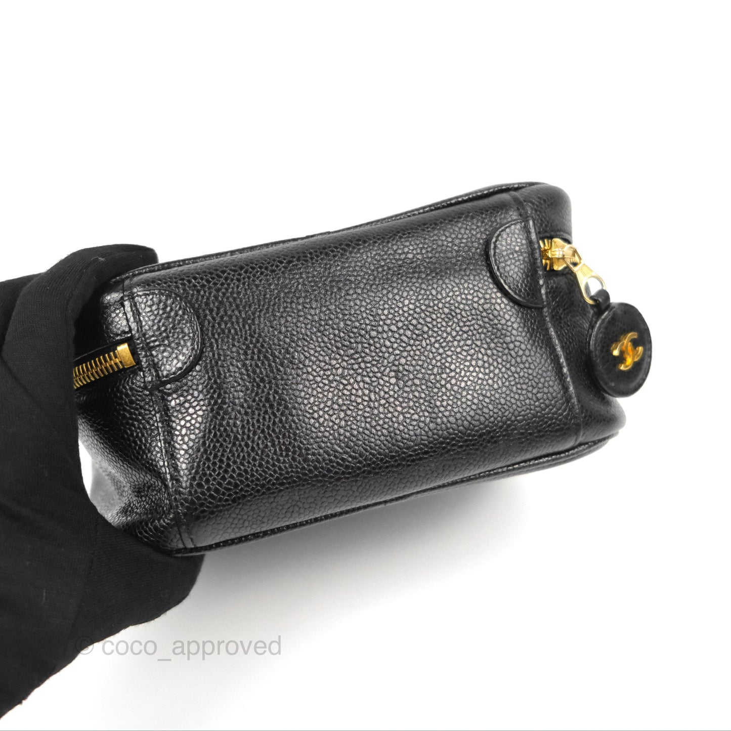 Chanel Vintage Vanity Case Black Caviar Gold Hardware