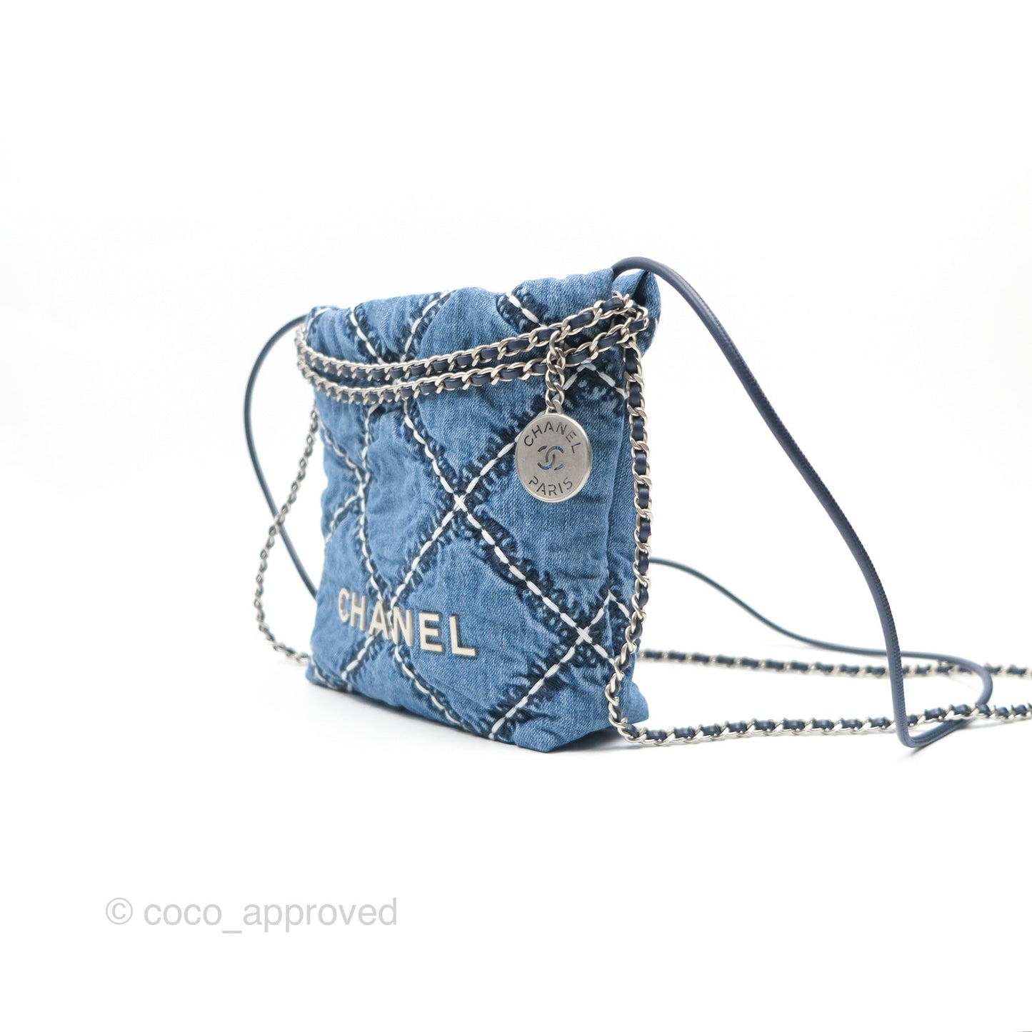 Chanel 22 Mini Bag Quilted Blue Denim
