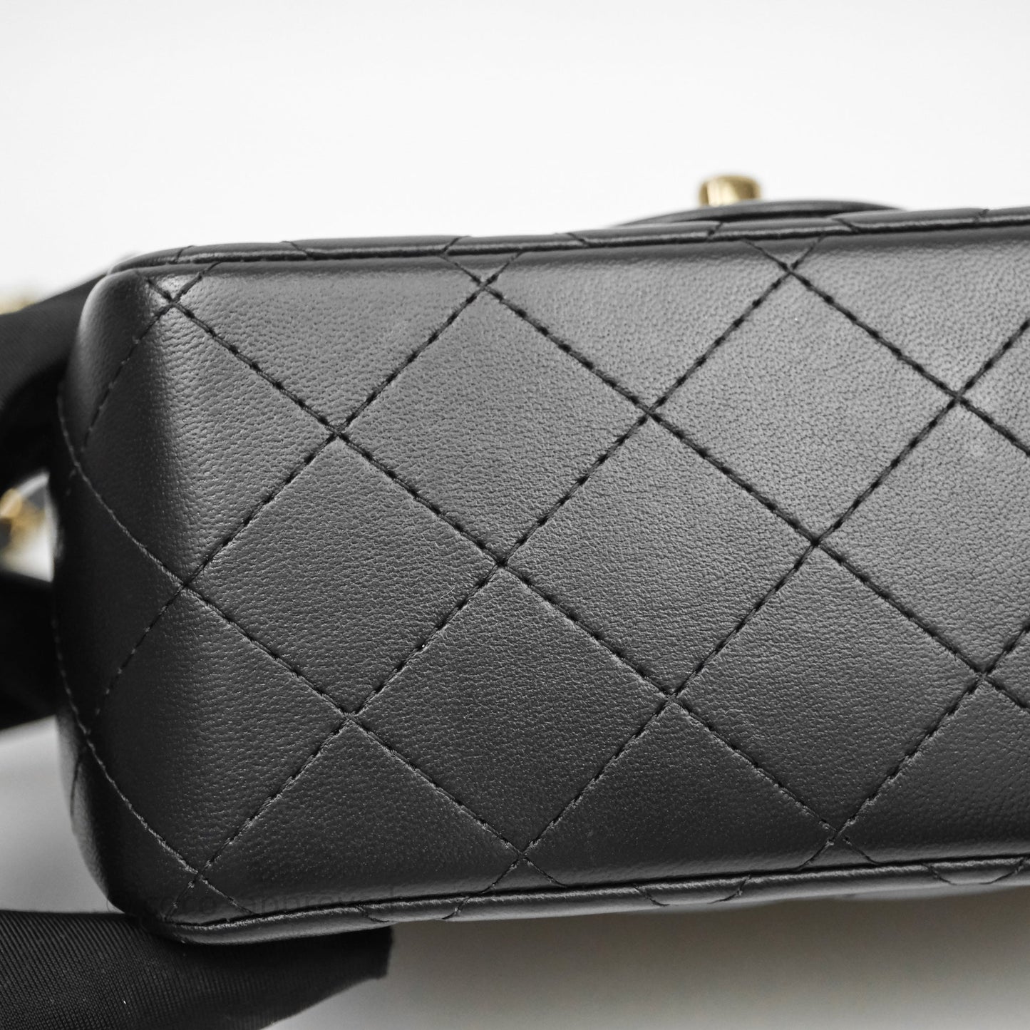 Chanel Mini Square Quilted Black Lambskin Gold Hardware