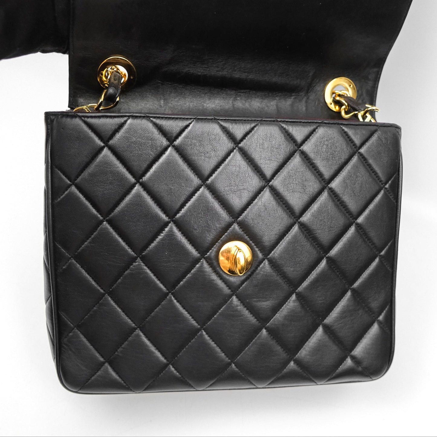Chanel Vintage Flap Bag Black Lambskin 24K Gold Hardware