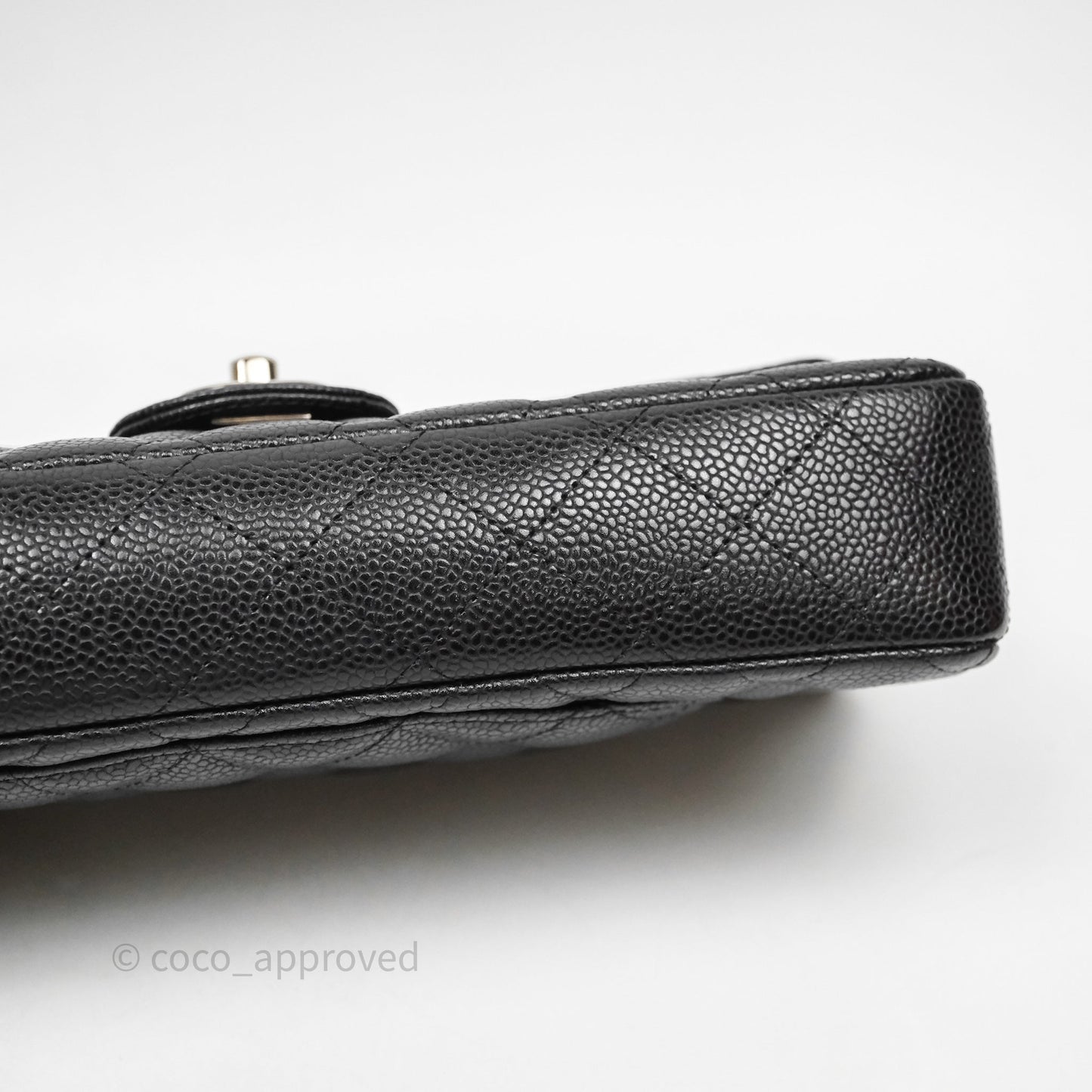 Chanel East West Flap Bag Black Caviar Silver Hardware