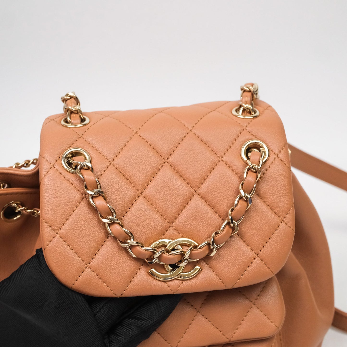 Chanel Small Duma Drawstring Backpack Camel Calfskin