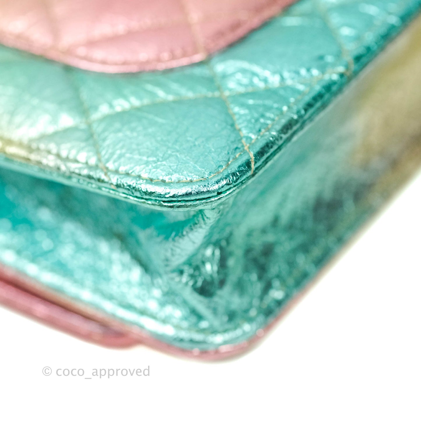 Chanel Quilted Reissue Wallet On Chain WOC Metallic Rainbow Aged Calfskin Gold Hardware
