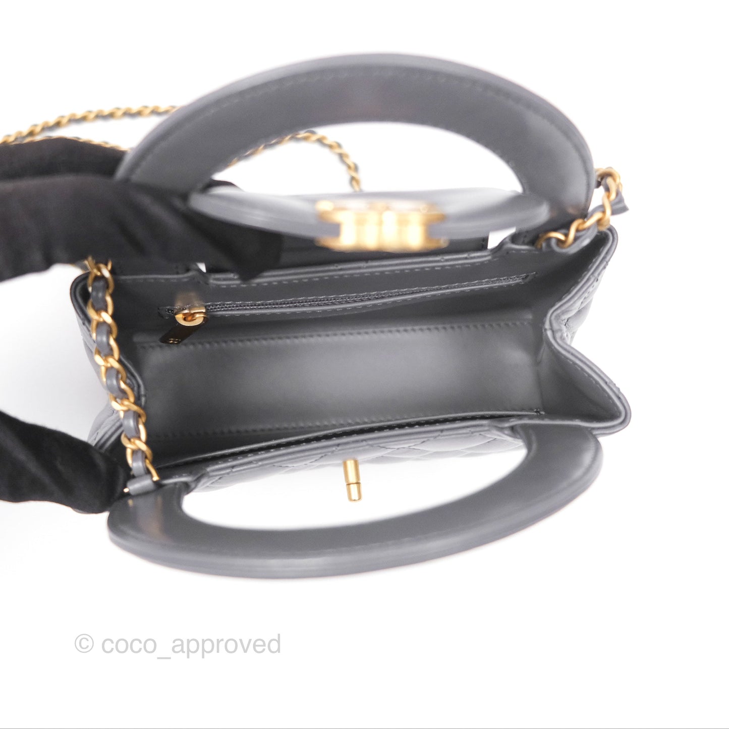 Chanel Kelly Bag Quilted Grey Shiny Calfskin Aged Gold Hardware