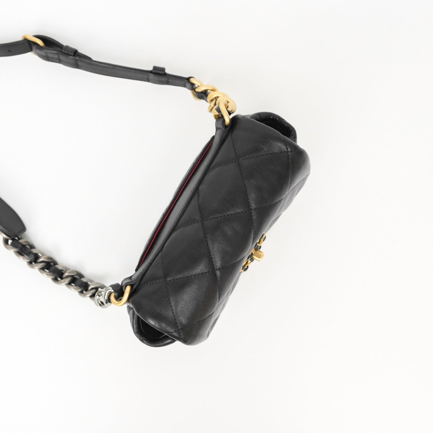Chanel 19 Waist Bag Black Goatskin Mixed Hardware