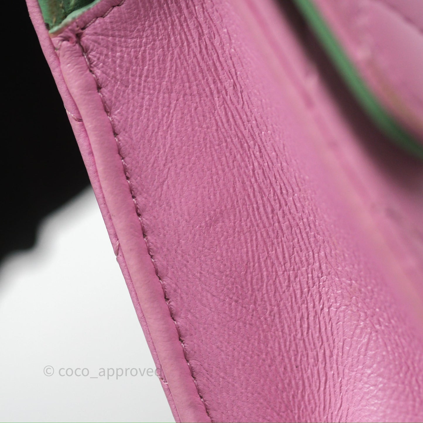 Chanel Mini Handle Clutch With Chain Pink/ Mint Lambskin Gold Hardware 23P