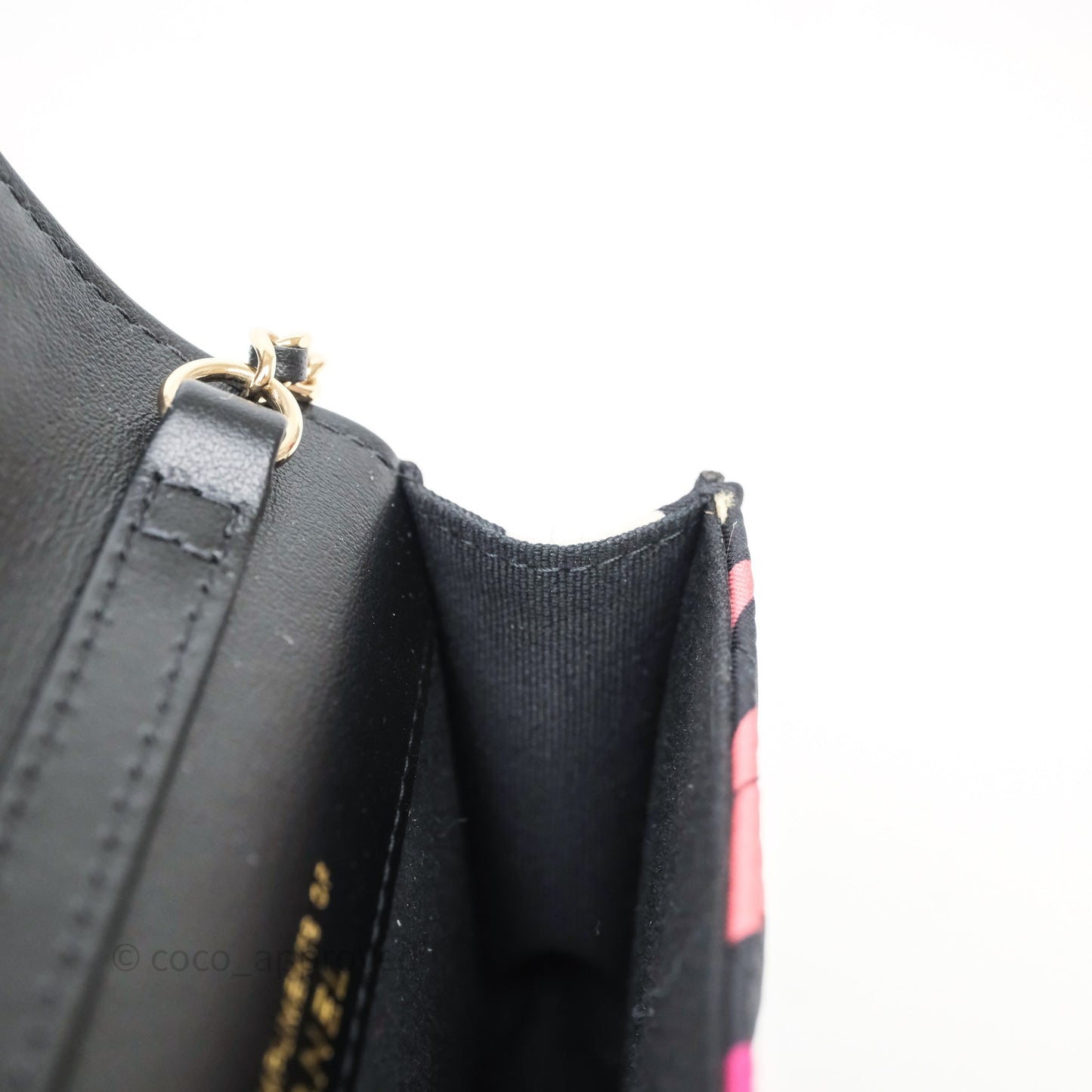 Chanel Mini Wallet With Chain CC Floral Printed Fabric Gold Hardware