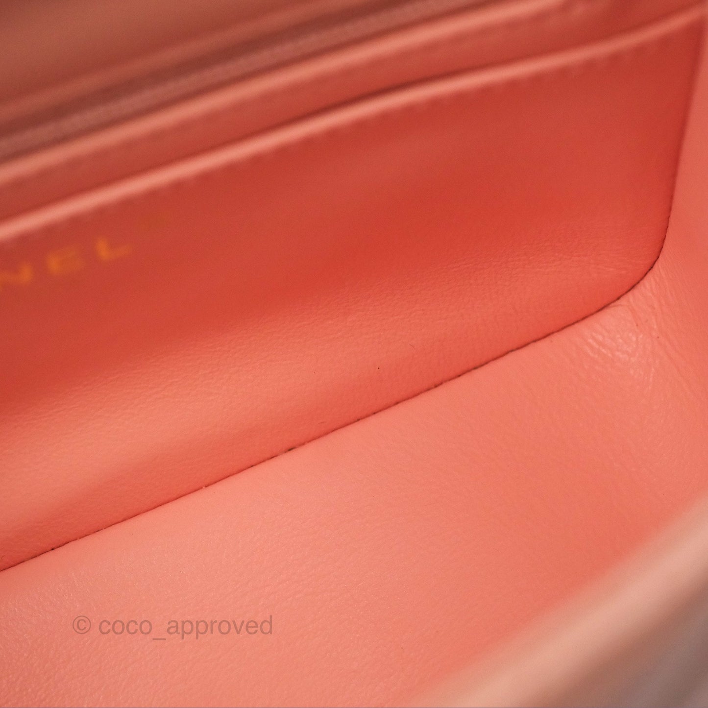 Chanel Pearl Crush Mini Square Quilted Peach Beige Lambskin Aged Gold Hardware