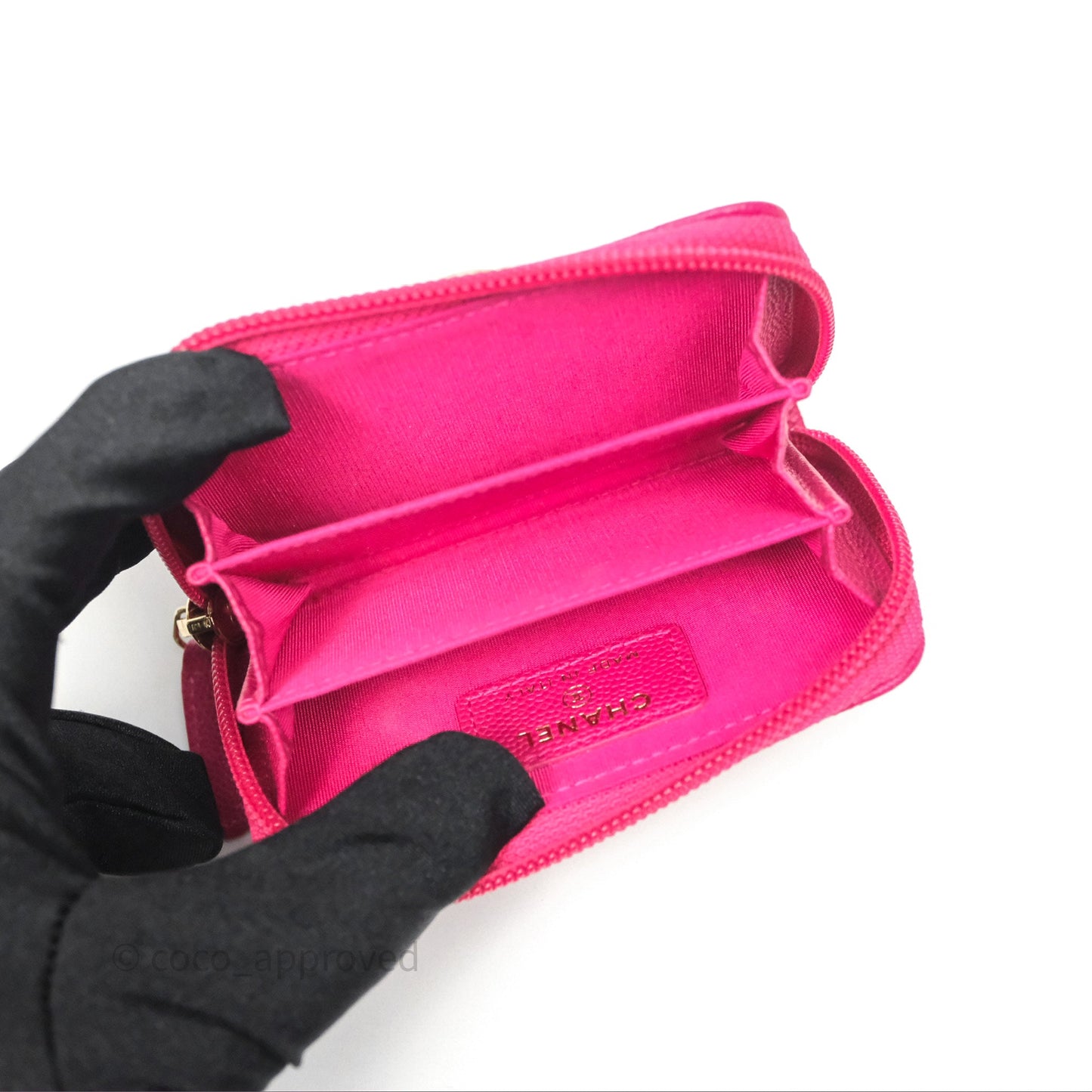 Chanel Boy Zipped Coin Purse Hot Pink Caviar Gold Hardware