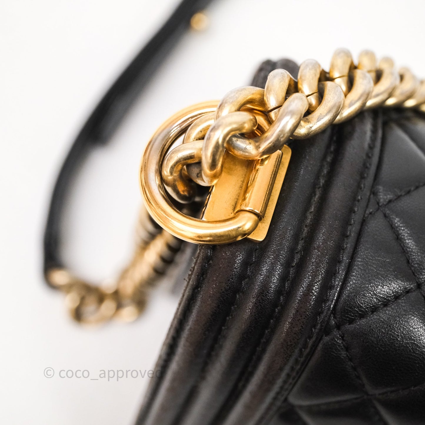 Chanel Medium Boy Quilted Black Lambskin Aged Gold Hardware
