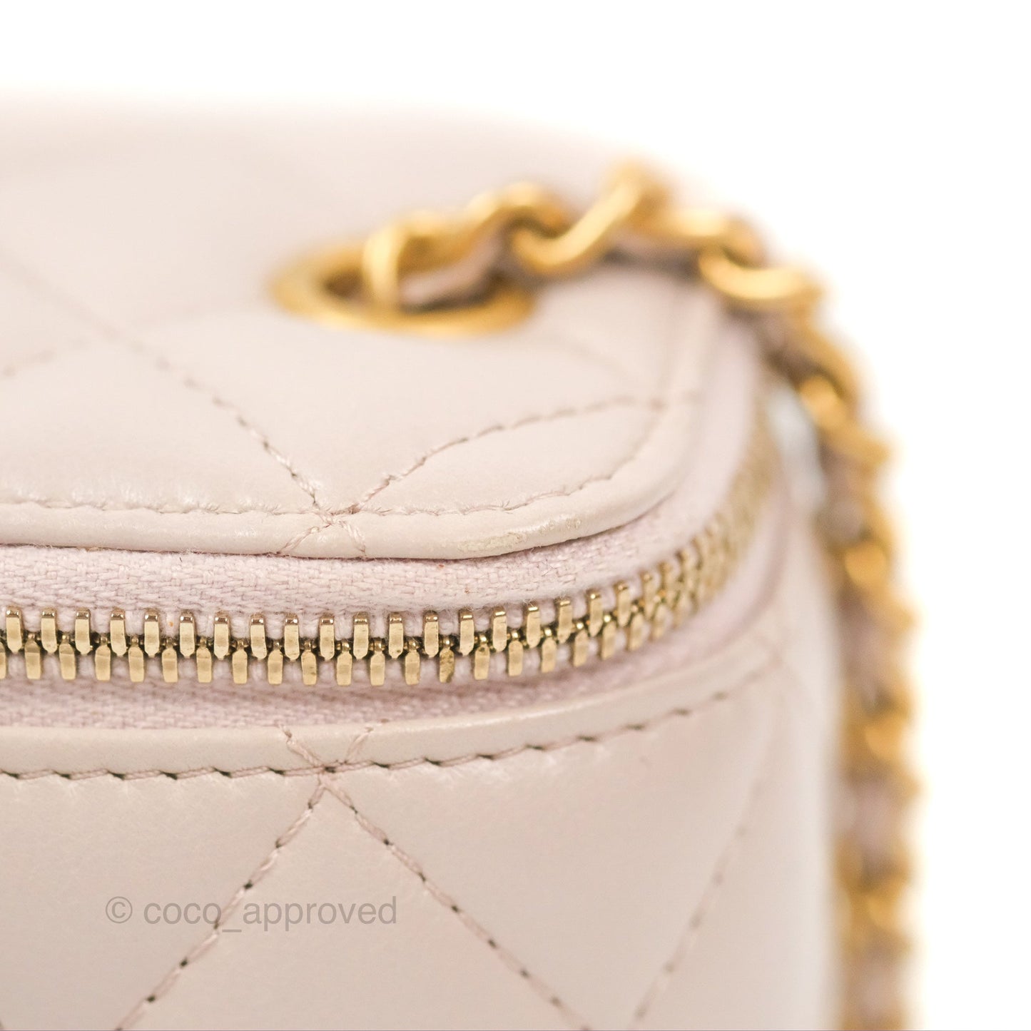 Chanel Classic Pearl Crush Mini Vanity With Chain Lilac Pink Lambskin Aged Gold Hardware