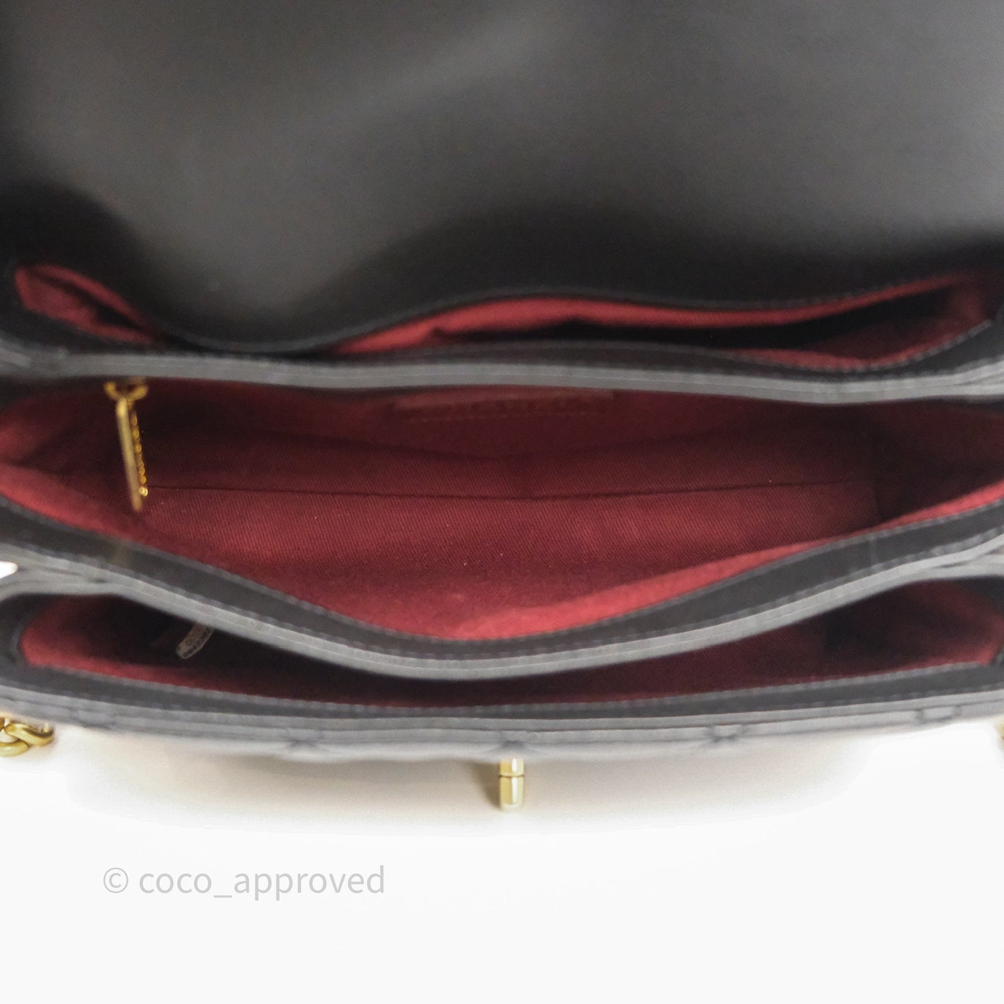 Chanel Side Chain Compartment Flap Black Calfskin Aged Gold Hardware