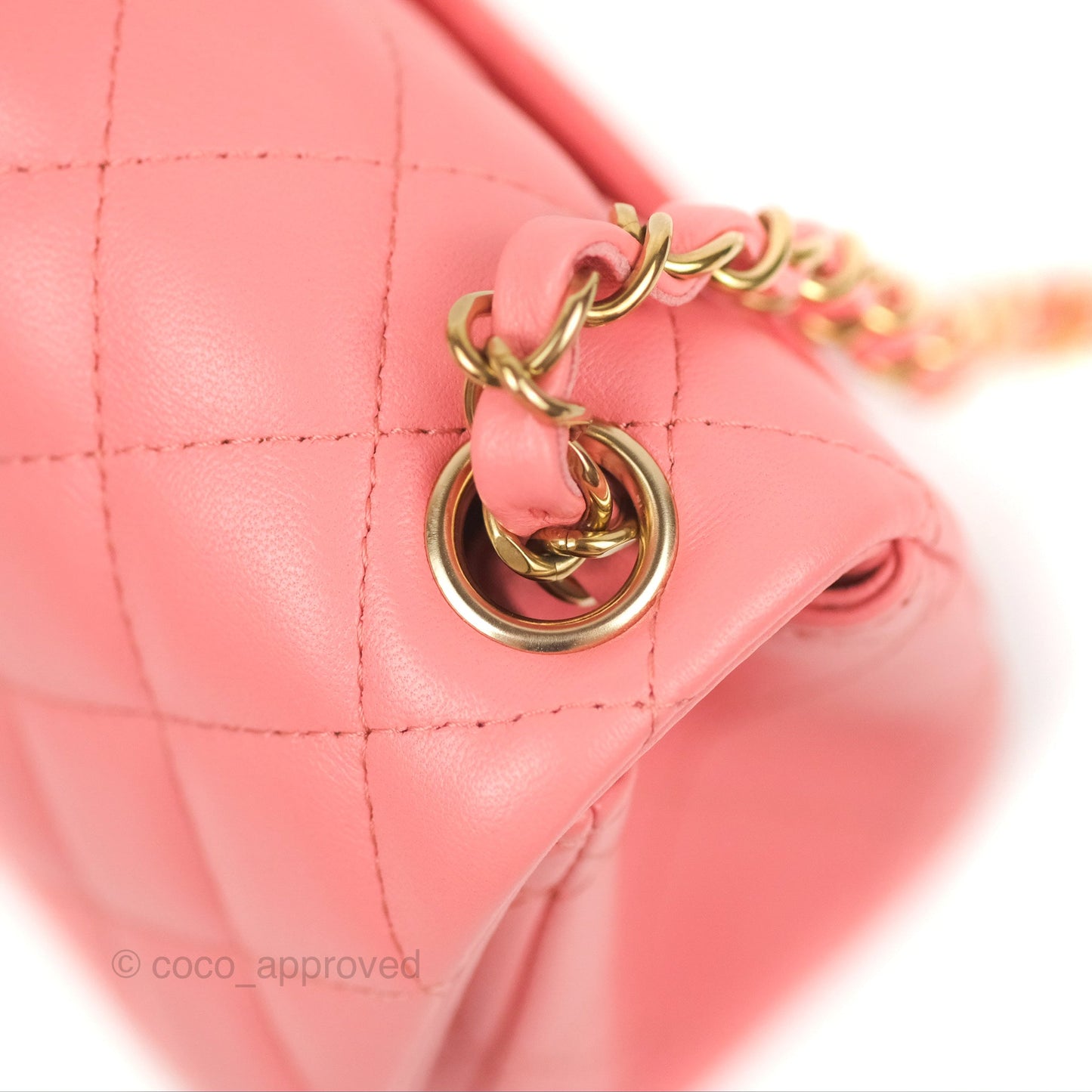 Chanel Quilted Mini Square Flap Pink Lambskin Gold Hardware