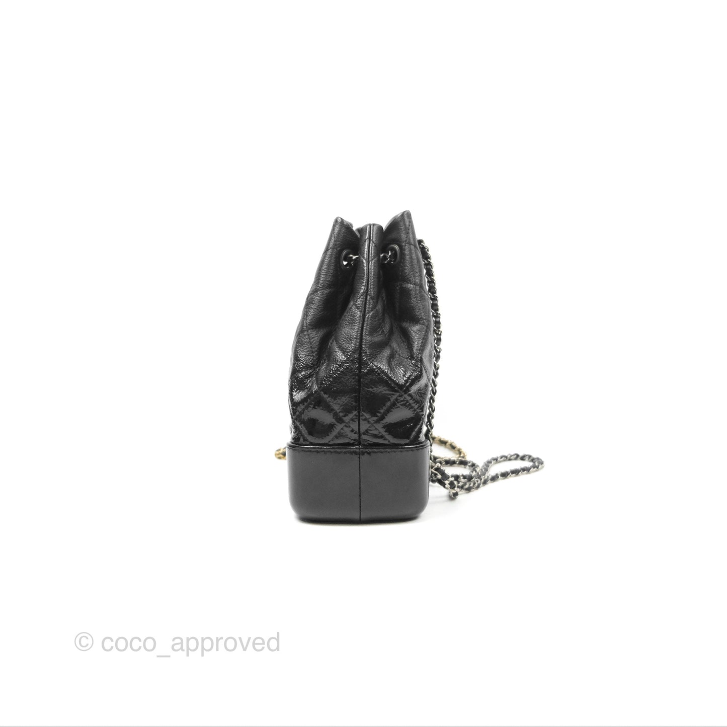 Chanel Small Gabrielle Backpack Black Patent Goatskin