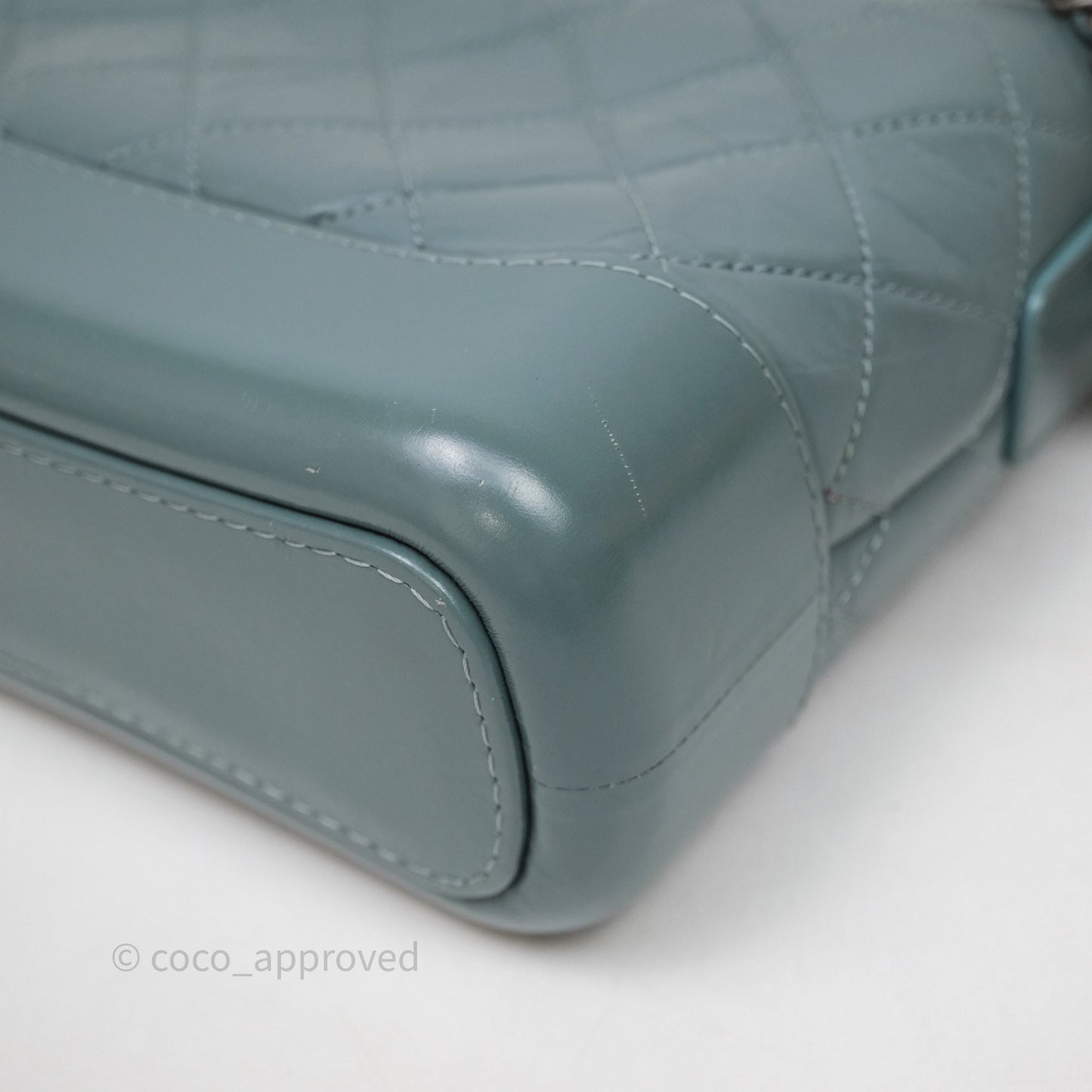 Chanel Small Gabrielle Hobo Quilted Grey Green Aged Calfskin