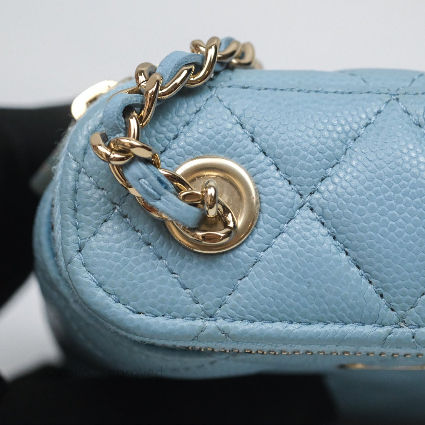 Chanel Classic Mini Vanity With Chain Light Blue Caviar Gold Hardware