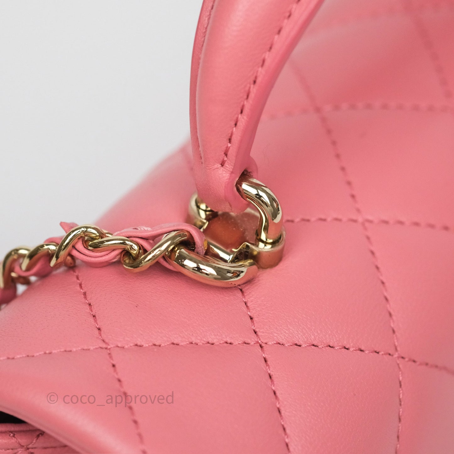 Chanel Top Handle Mini Rectangular Flap Pink Lambskin Gold Hardware