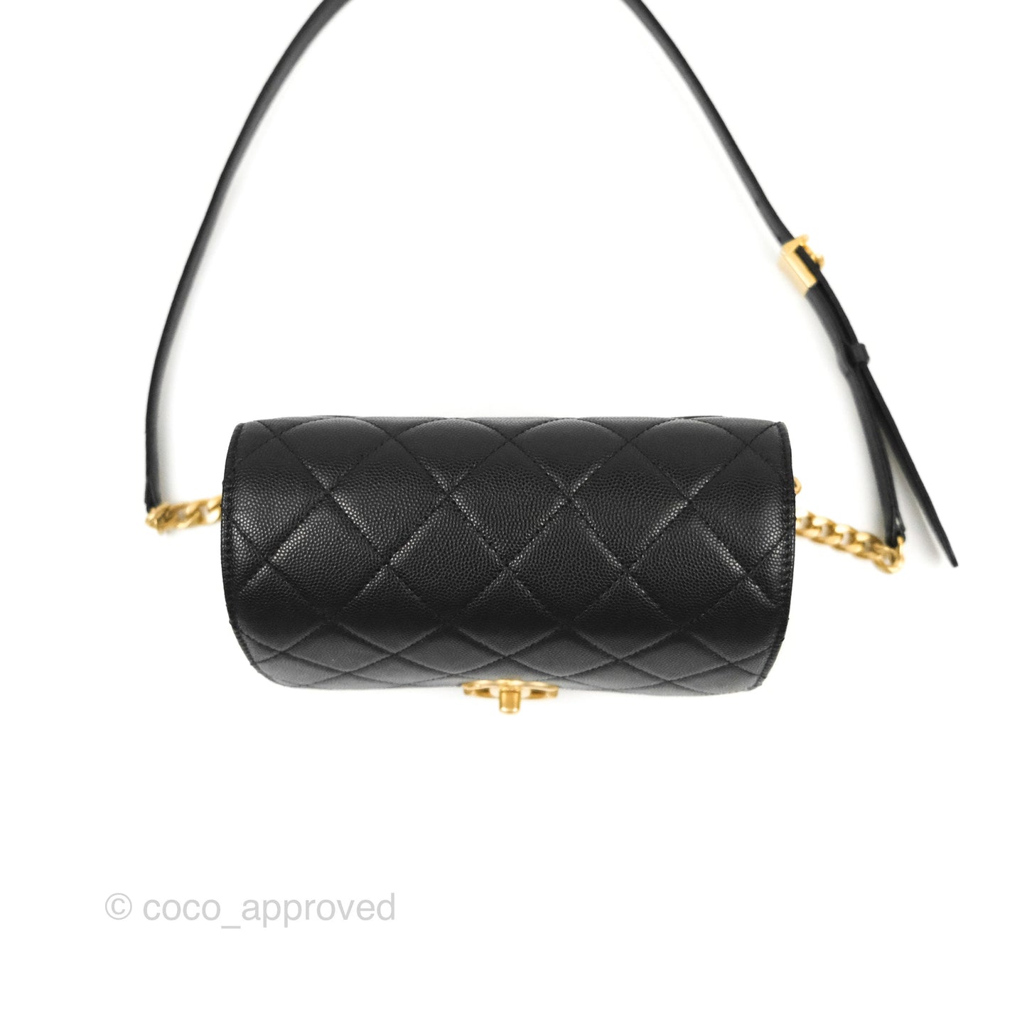 Chanel Mini Messenger Bag Black Caviar Aged Gold Hardware 21K