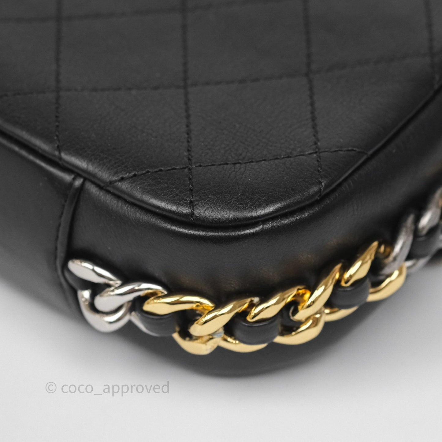 Chanel Small Precious Union Flap Black Calfskin Gold & Silver Hardware