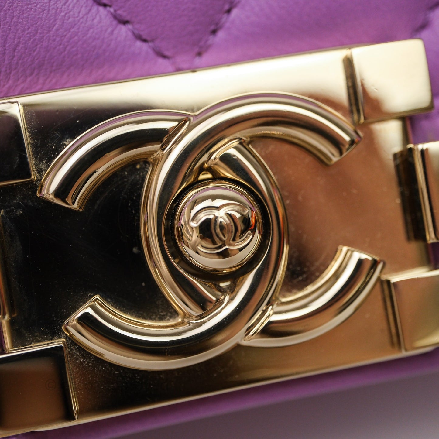 Chanel Chevron Small Boy Purple Calfskin Gold Hardware