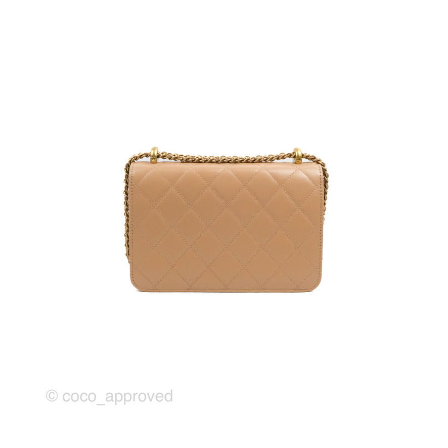 Chanel Quilted Perfect Fit Adjustable Beige Calfskin Gold Hardware 21A