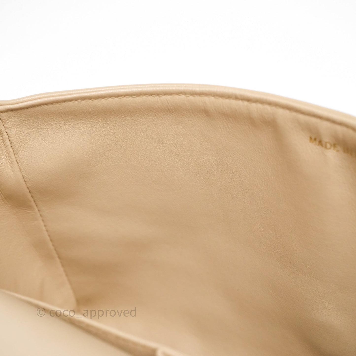 Chanel Vintage Medium Classic Flap Beige Lambskin 24K Gold Hardware