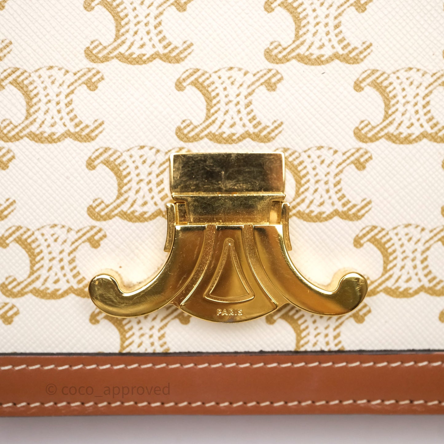 Celine Teen Triomphe Bag Triomphe Canvas Tan Calfskin