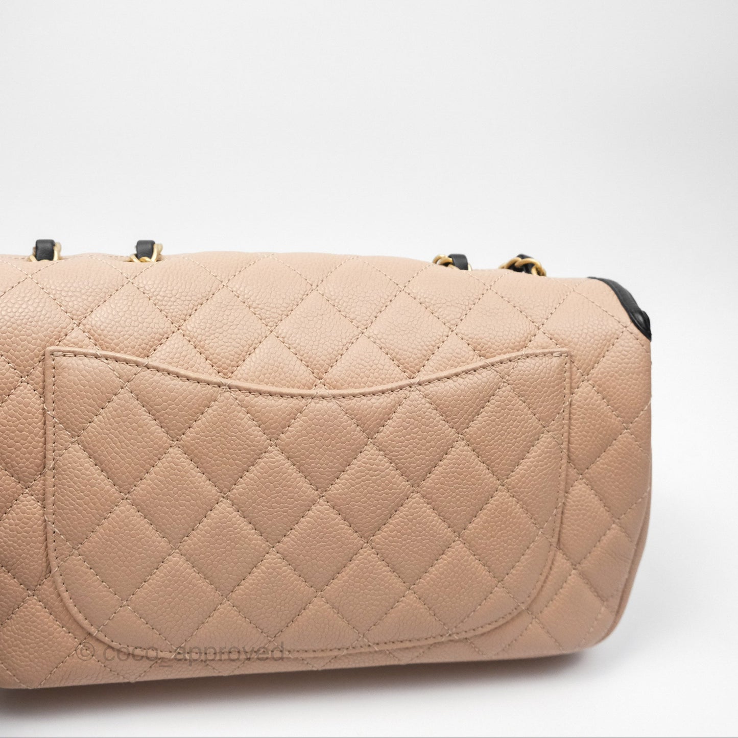 Chanel Quilted Medium CC Filigree Flap Beige Black Caviar