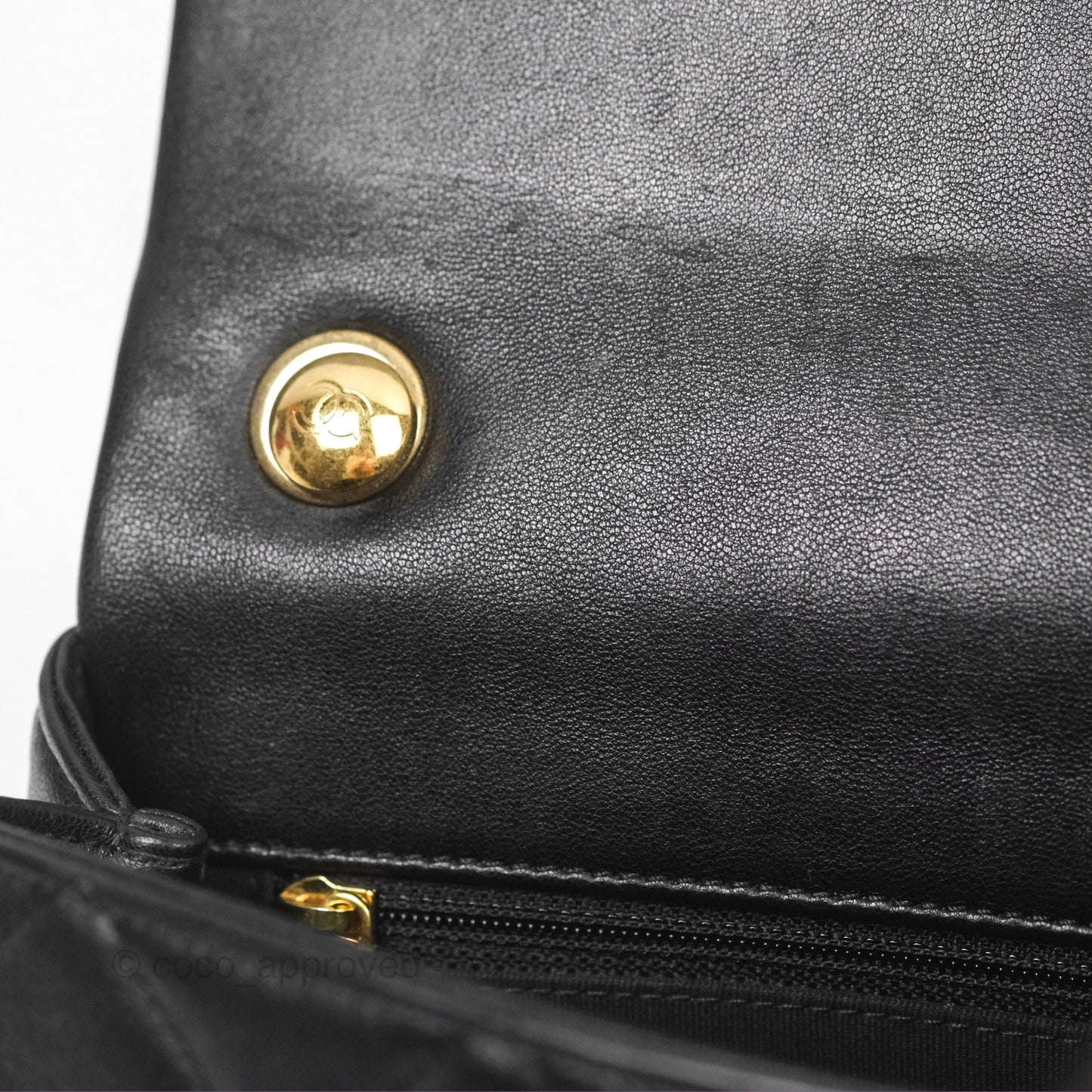 Chanel Mini Top Handle Flap Black Lambskin Aged Gold Hardware