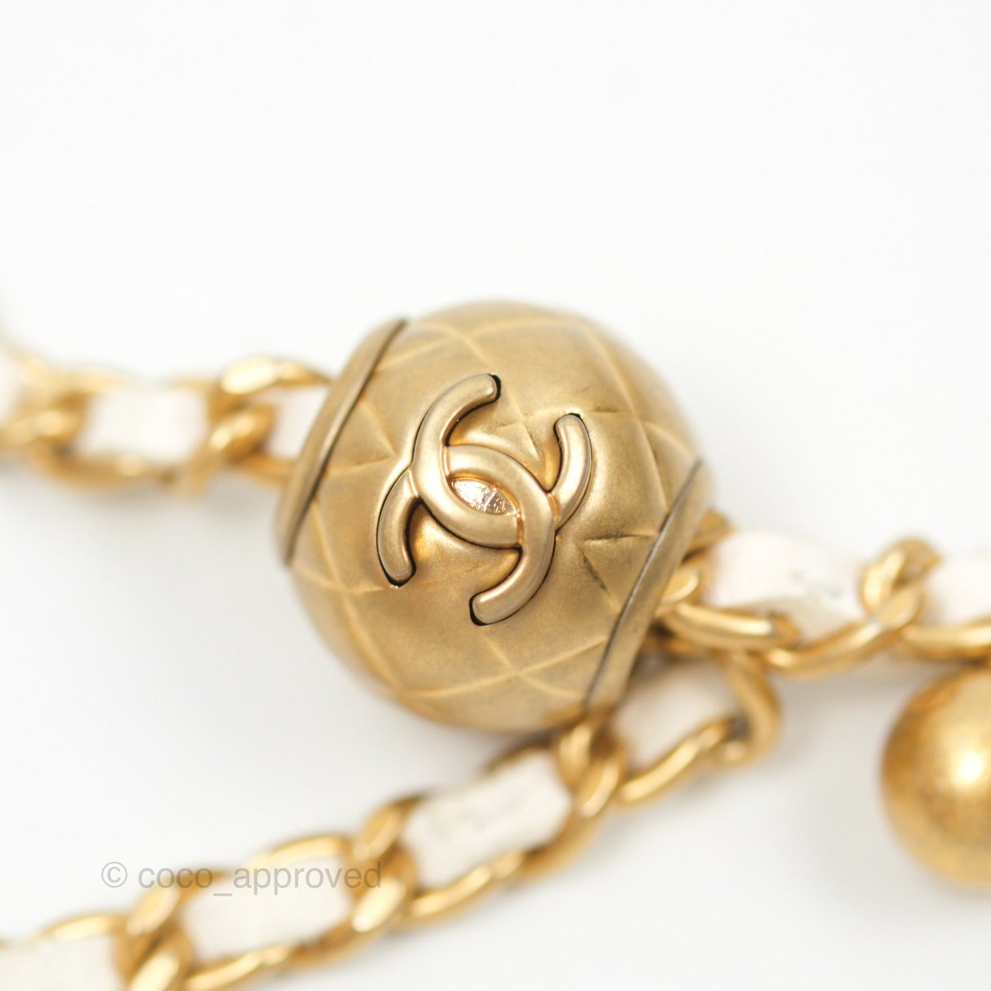 Chanel Quilted Pearl Crush Phone Holder With Chain White Lambskin