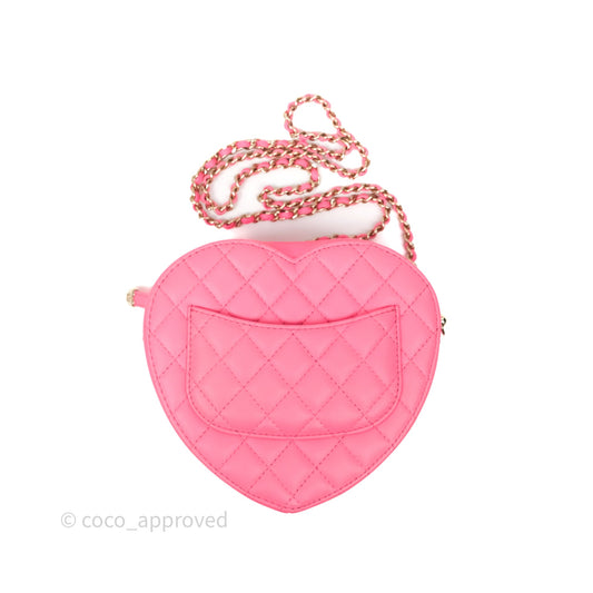 Chanel Large Heart Bag Pink Lambskin Gold Hardware 22S