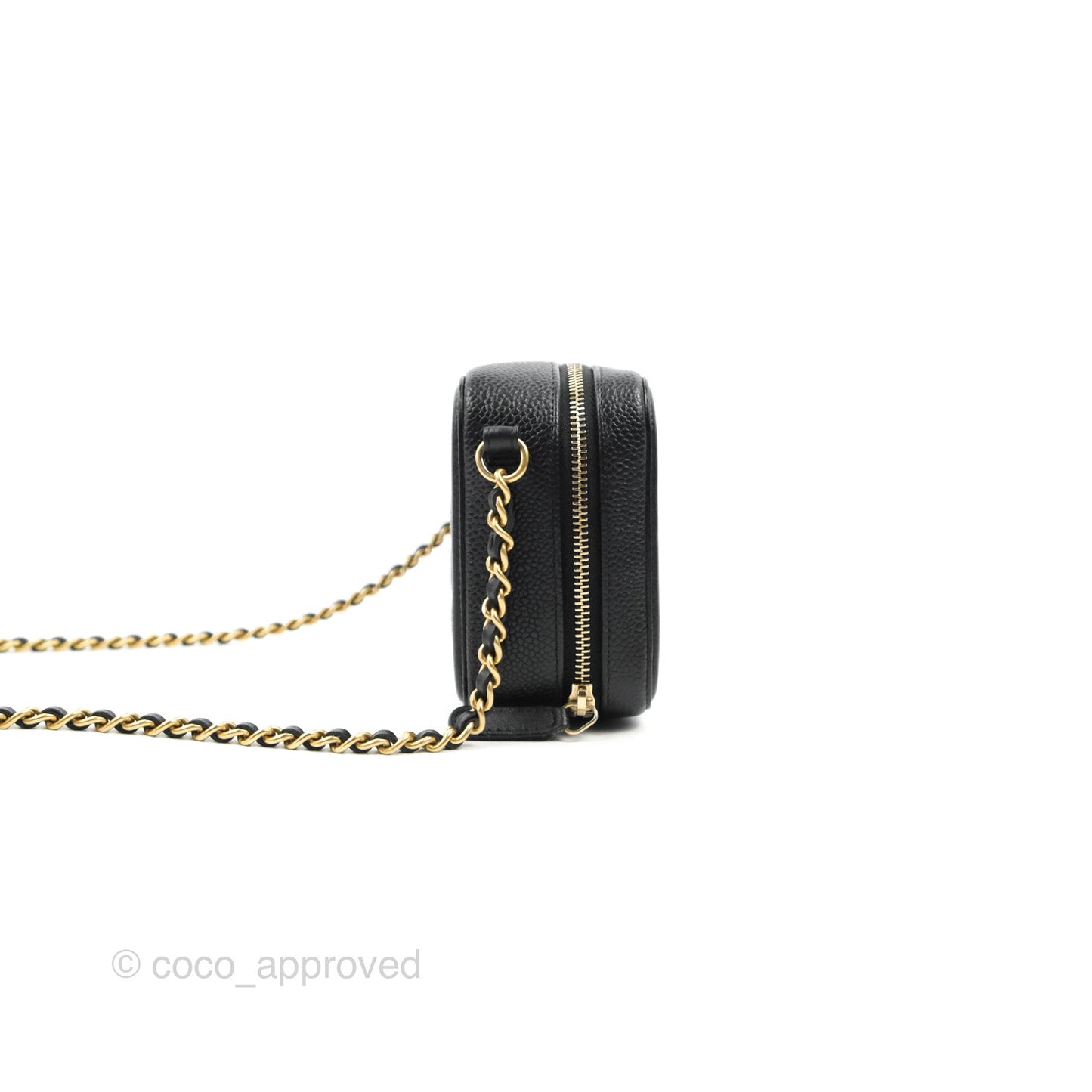 Chanel CC Filigree Vanity Clutch With Chain Caviar Black Aged Gold Hardware