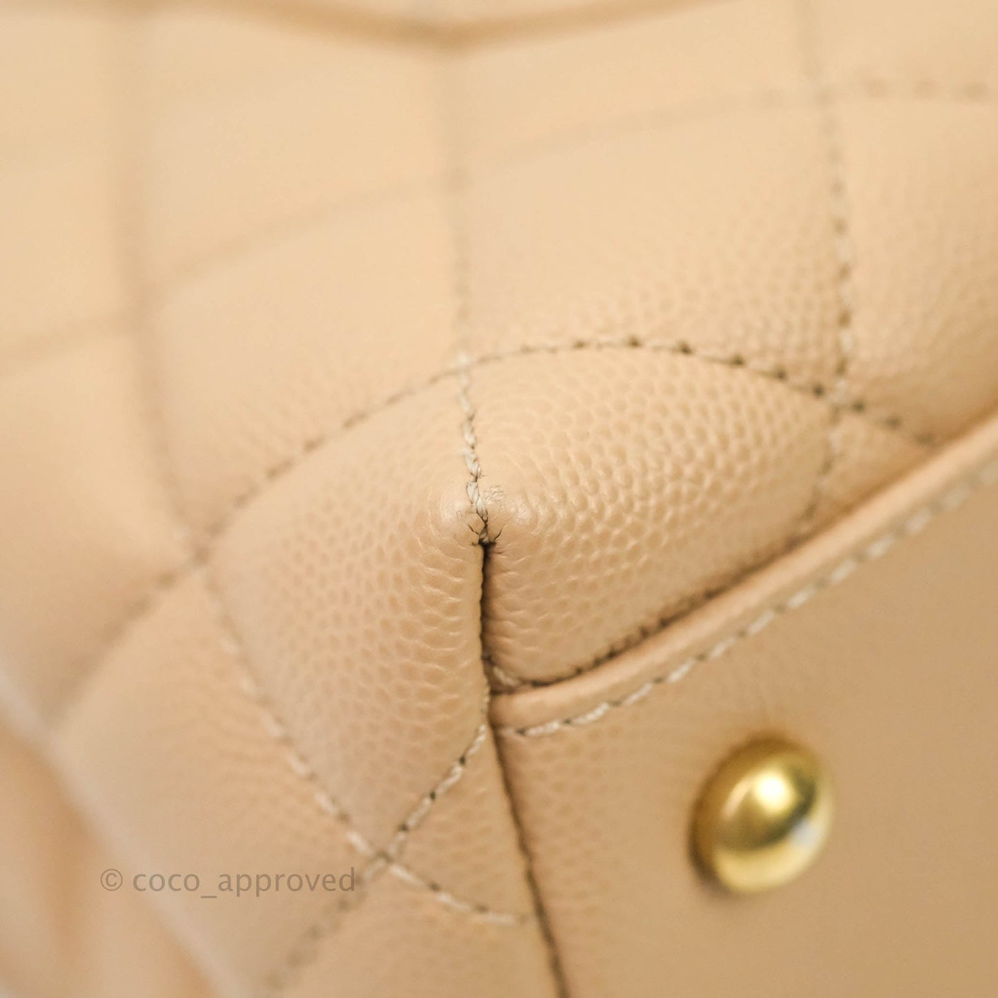 Chanel Mini (Small) Coco Handle Quilted Beige Caviar Gold Hardware Embossed Lizard Handle