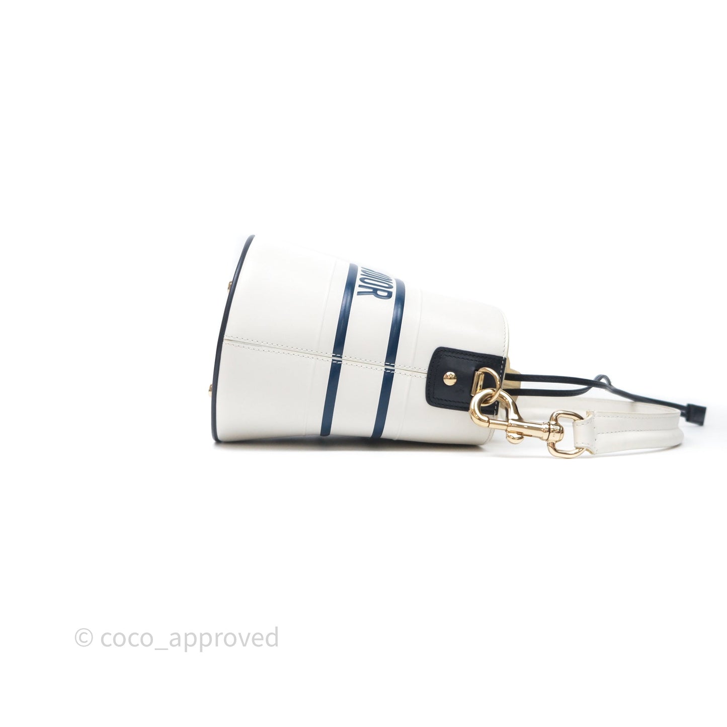 Dior Small Vibe Bucket Bag White Navy Smooth Calfskin