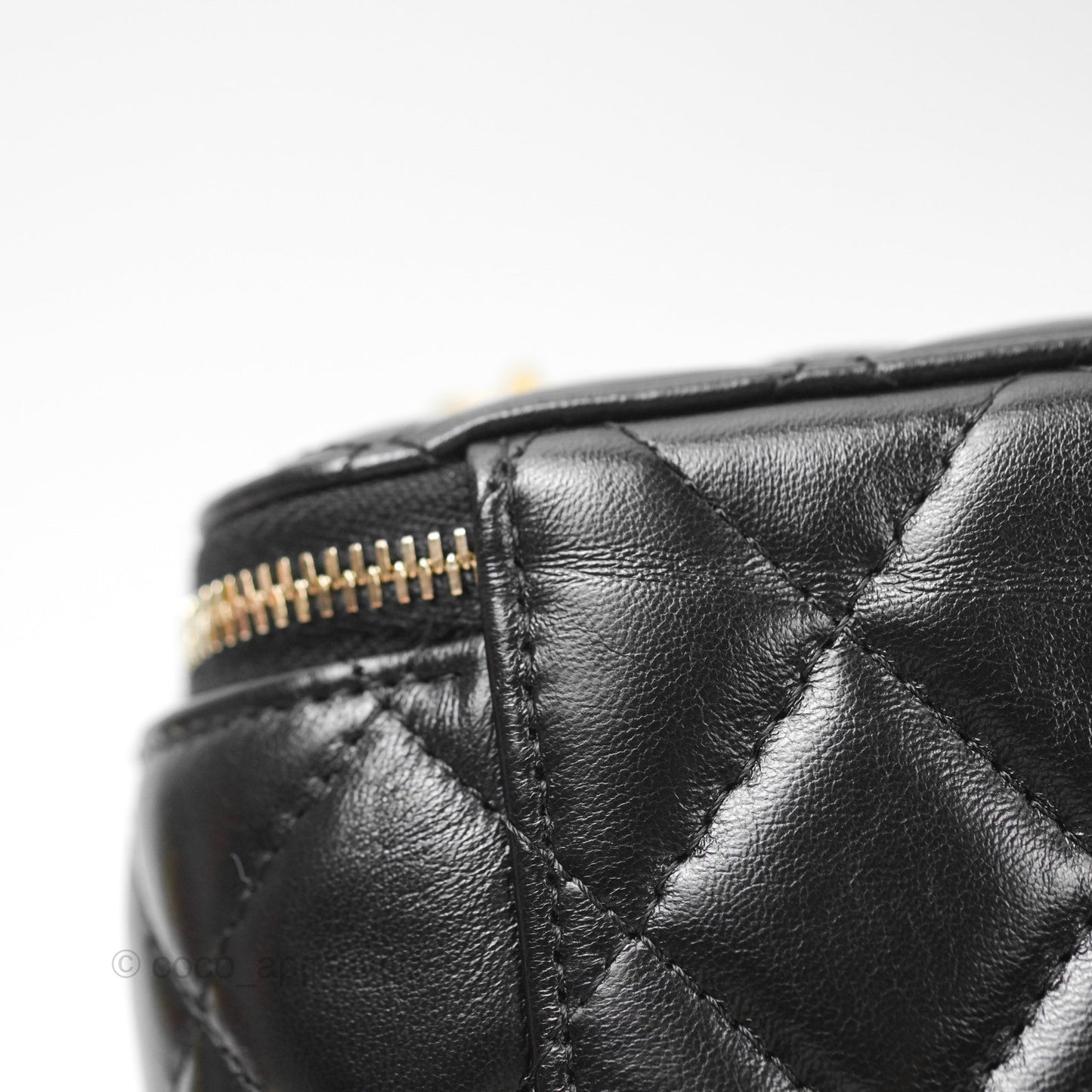 Chanel Vanity with Adjustable Chain Black Lambskin Aged Gold Hardware
