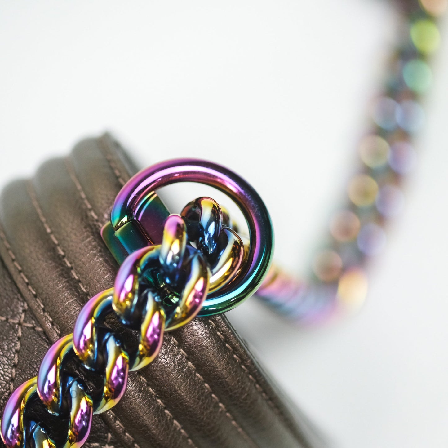 Chanel Quilted Medium Boy Iridescent Bronze Goatskin Rainbow Hardware
