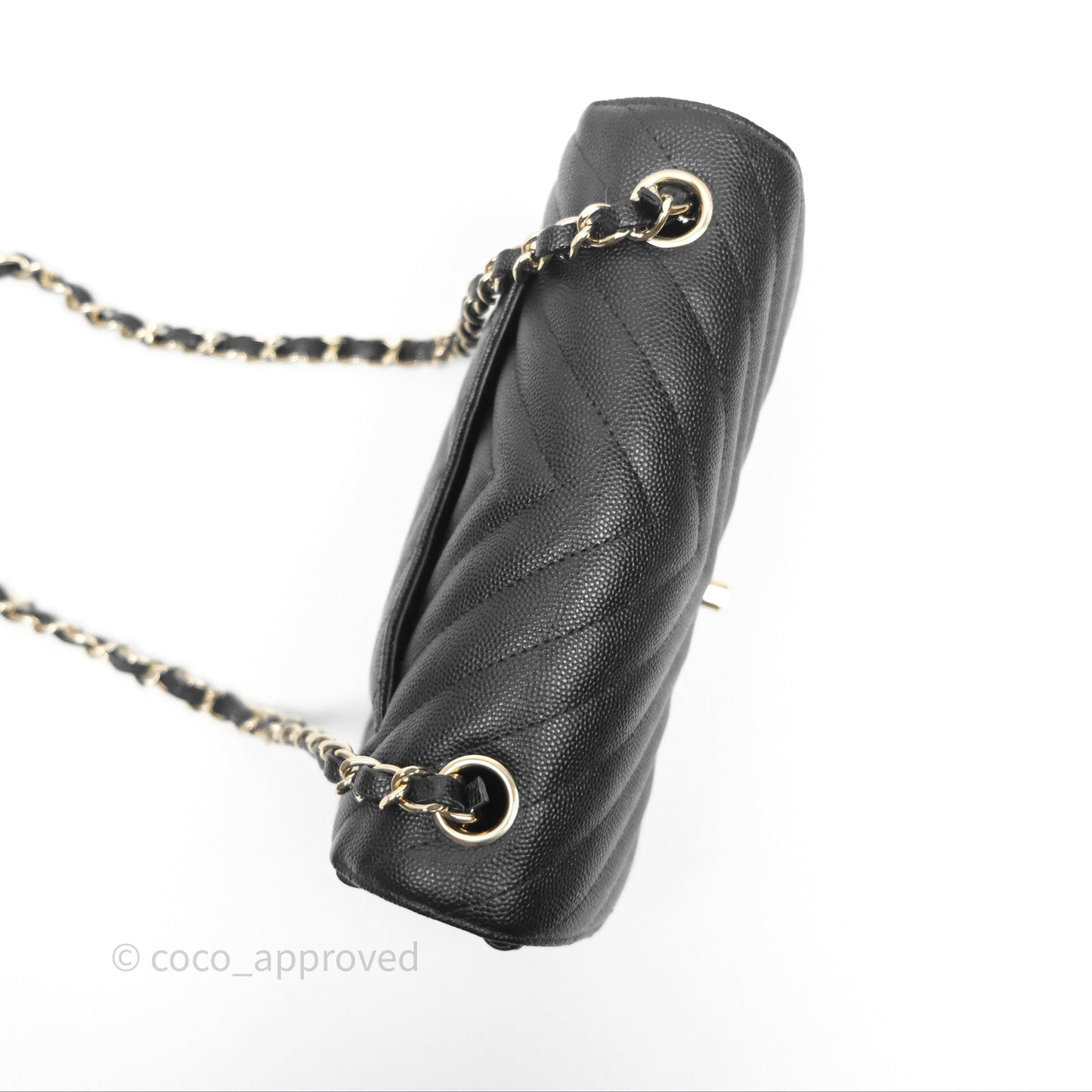 Chanel Mini Rectangular Chevron Black Caviar Gold Hardware