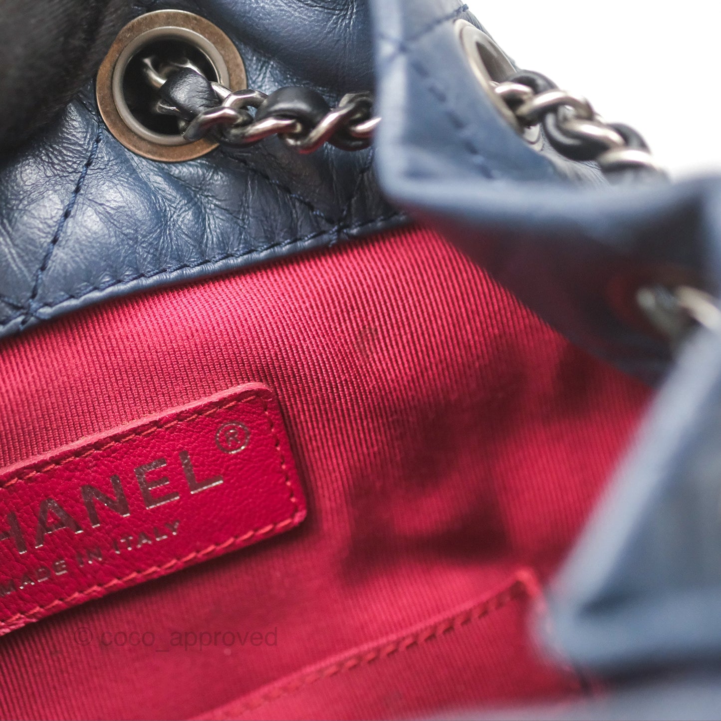 Chanel Small Gabrielle Backpack Navy Black Aged Calfskin