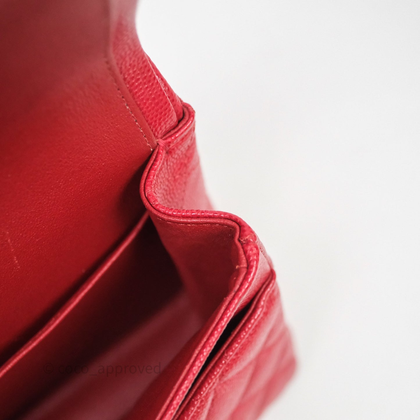 Chanel Classic M/L Medium Flap Quilted Red Caviar Gold Hardware