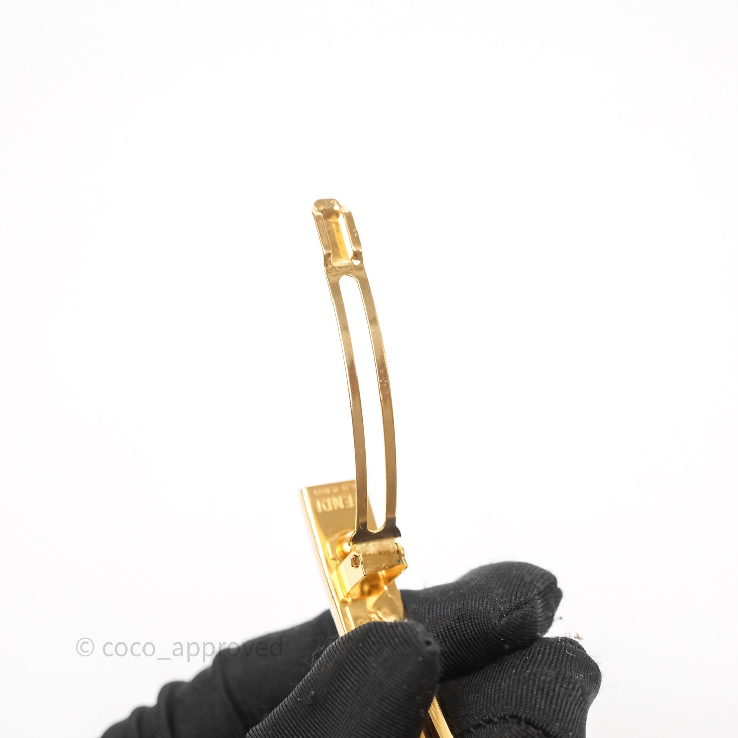 Fendi FF Hair Clip White Gold Tone
