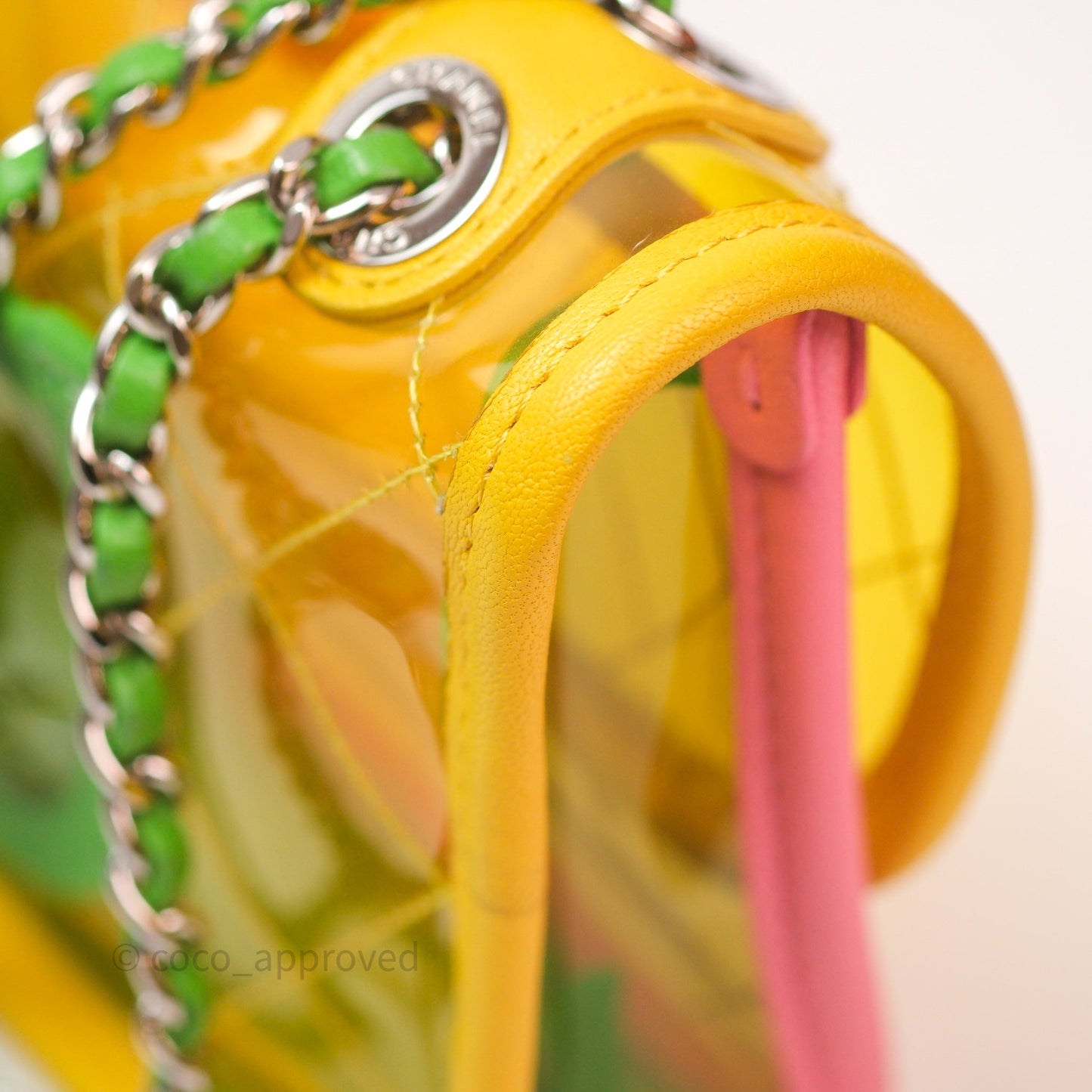 Chanel Mini Coco Splash Flap Bag PVC Lambskin Pink/Yellow/Green Silver Hardware