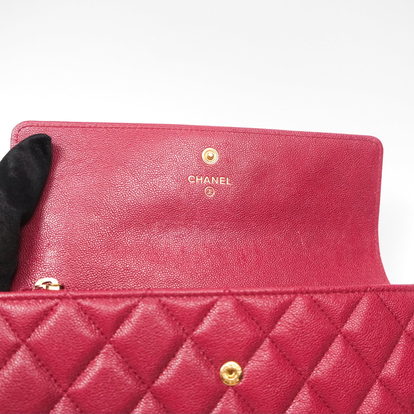 Chanel Quilted Boy Flap Long Wallet Dark Red Caviar Aged Gold Hardware