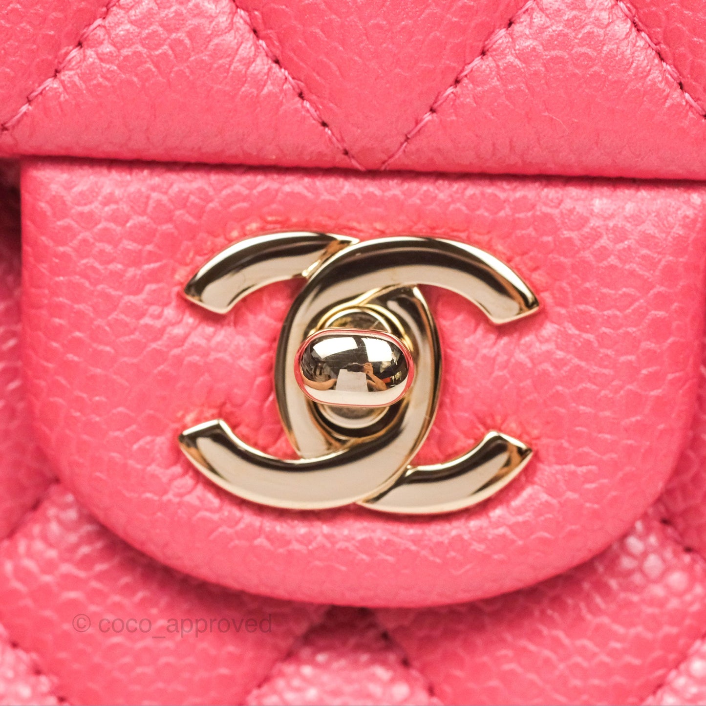 Chanel Medium Classic Flap Quilted Iridescent Pink Caviar Gold Hardware 18S
