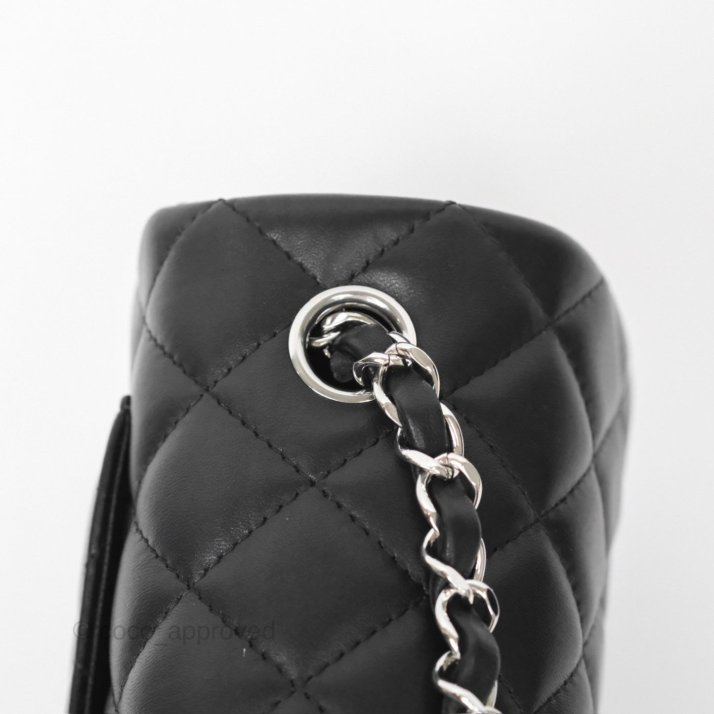 Chanel Quilted Mini Rectangular Flap Black Lambskin Silver Hardware