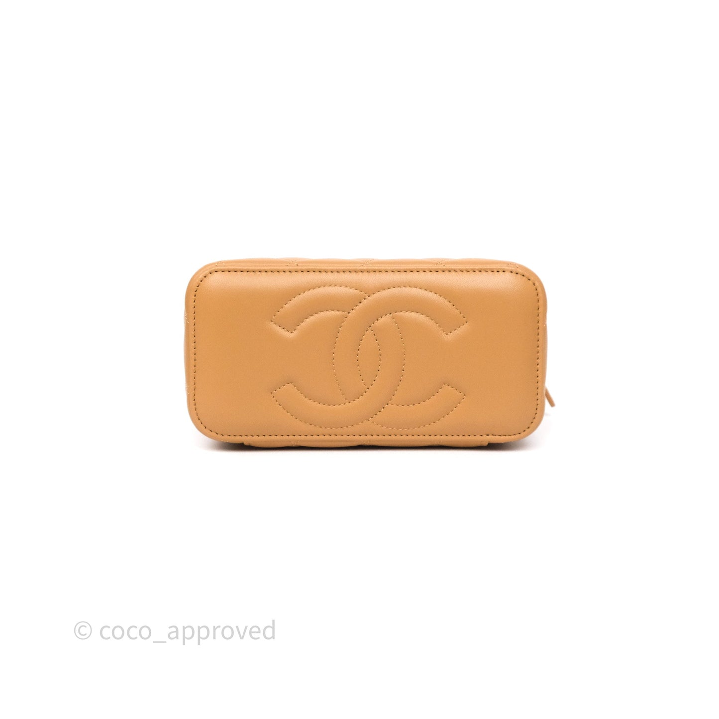 Chanel Top Handle Vanity with Chain Caramel Beige Lambskin Gold Hardware