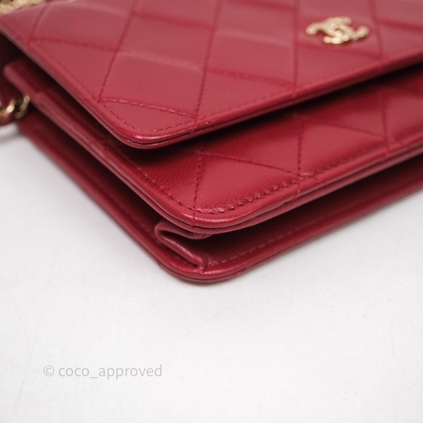Chanel Wallet On Chain Red Calfskin Bag Gold hardware