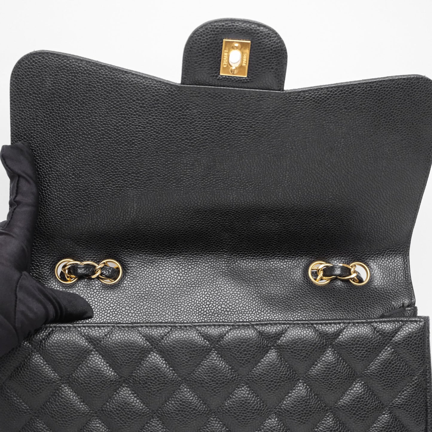 Chanel Jumbo Single Flap Black Caviar Gold Hardware⁣⁣