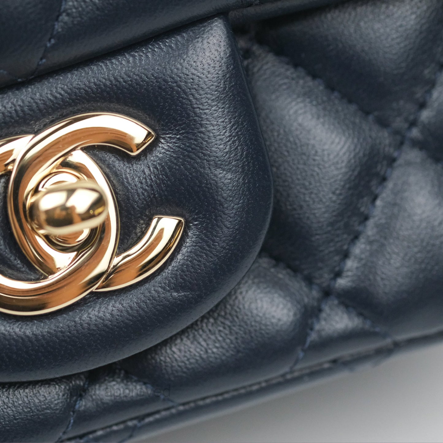 Chanel Mini Square Quilted Navy Lambskin Gold Hardware