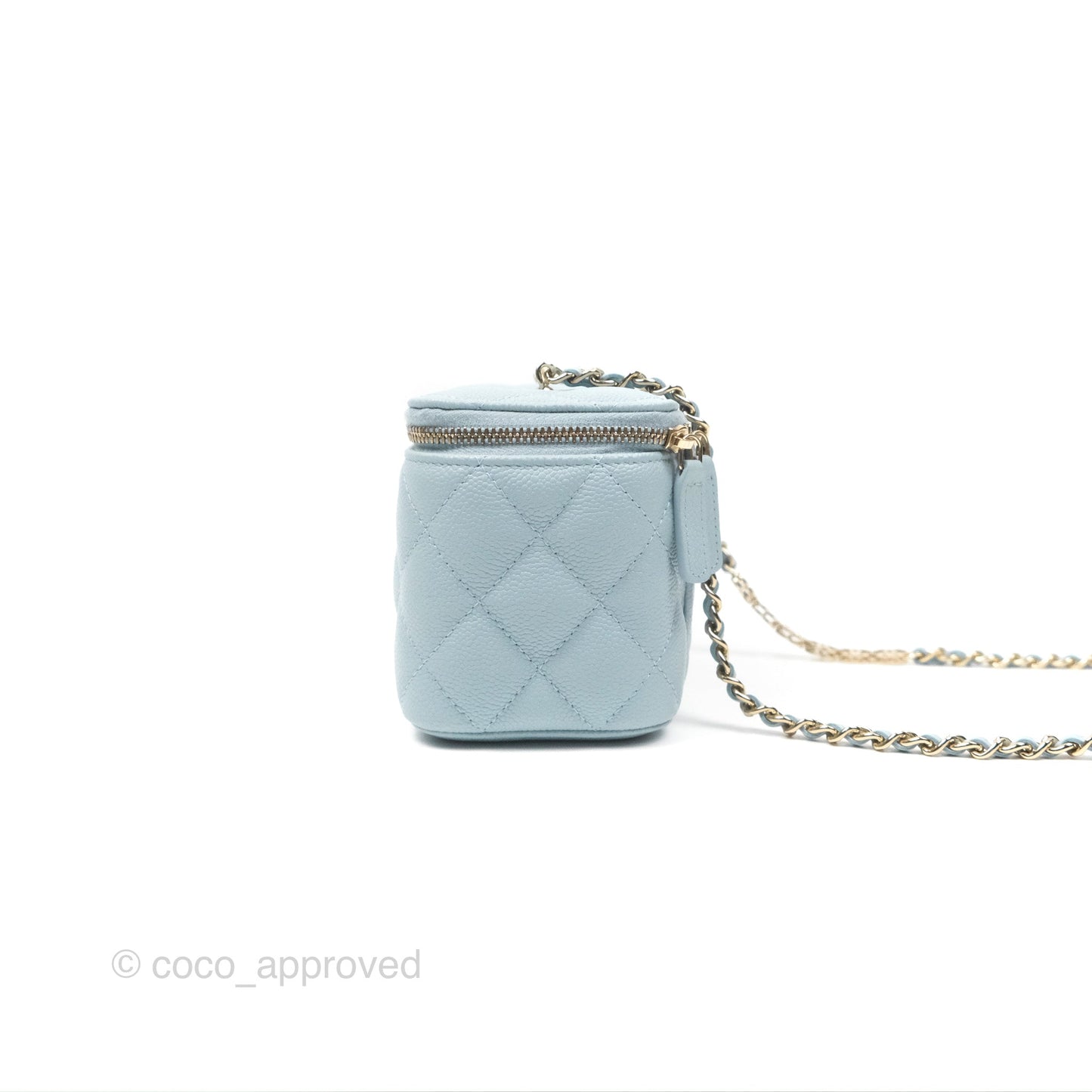 Chanel Vanity with CC Chain Light Blue Caviar Gold Hardware